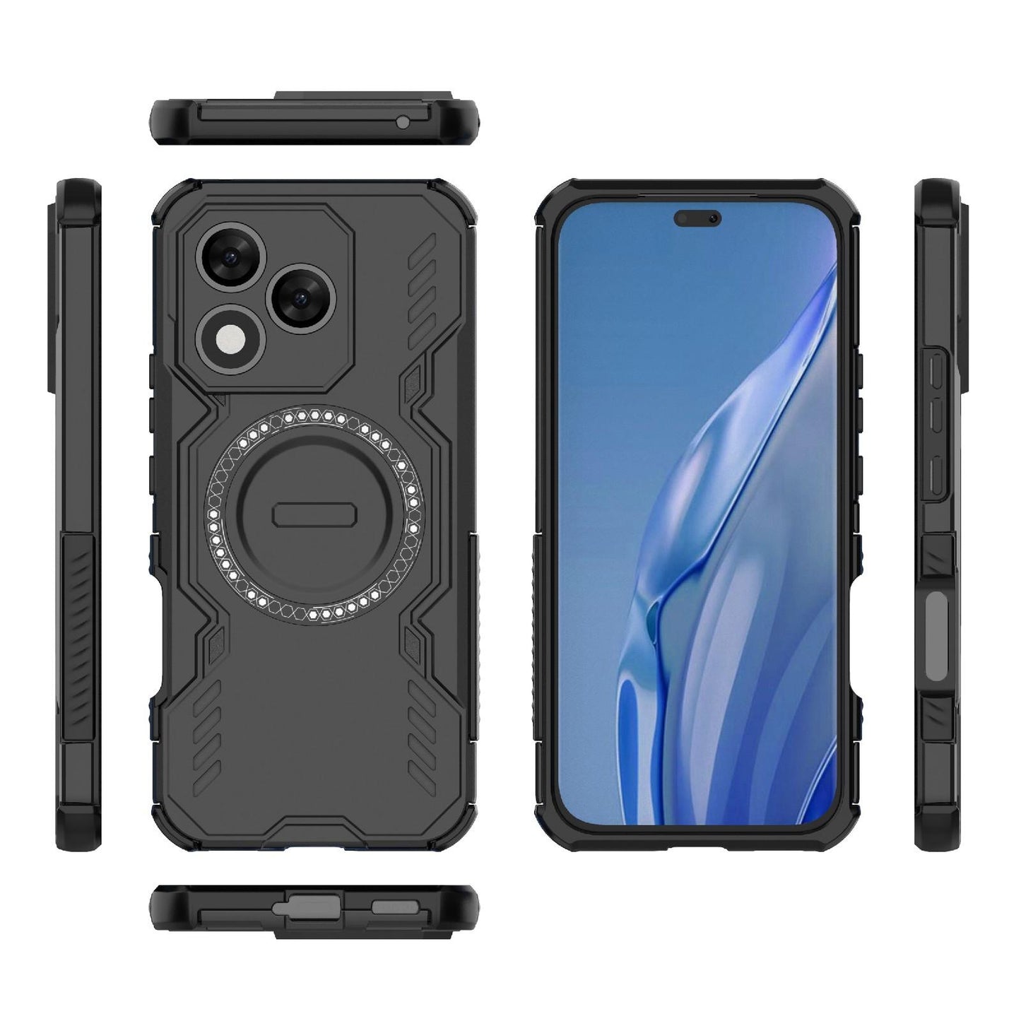 Honor X60 Pro 5G Butterfly Armor MagSafe Magnetic Ring Shockproof Protective Phone Case with Stand