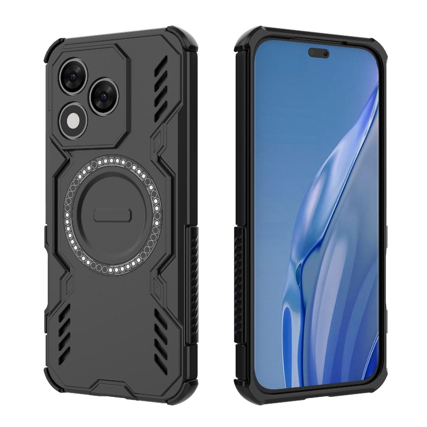Honor X60 Pro 5G Butterfly Armor MagSafe Magnetic Ring Shockproof Protective Phone Case with Stand