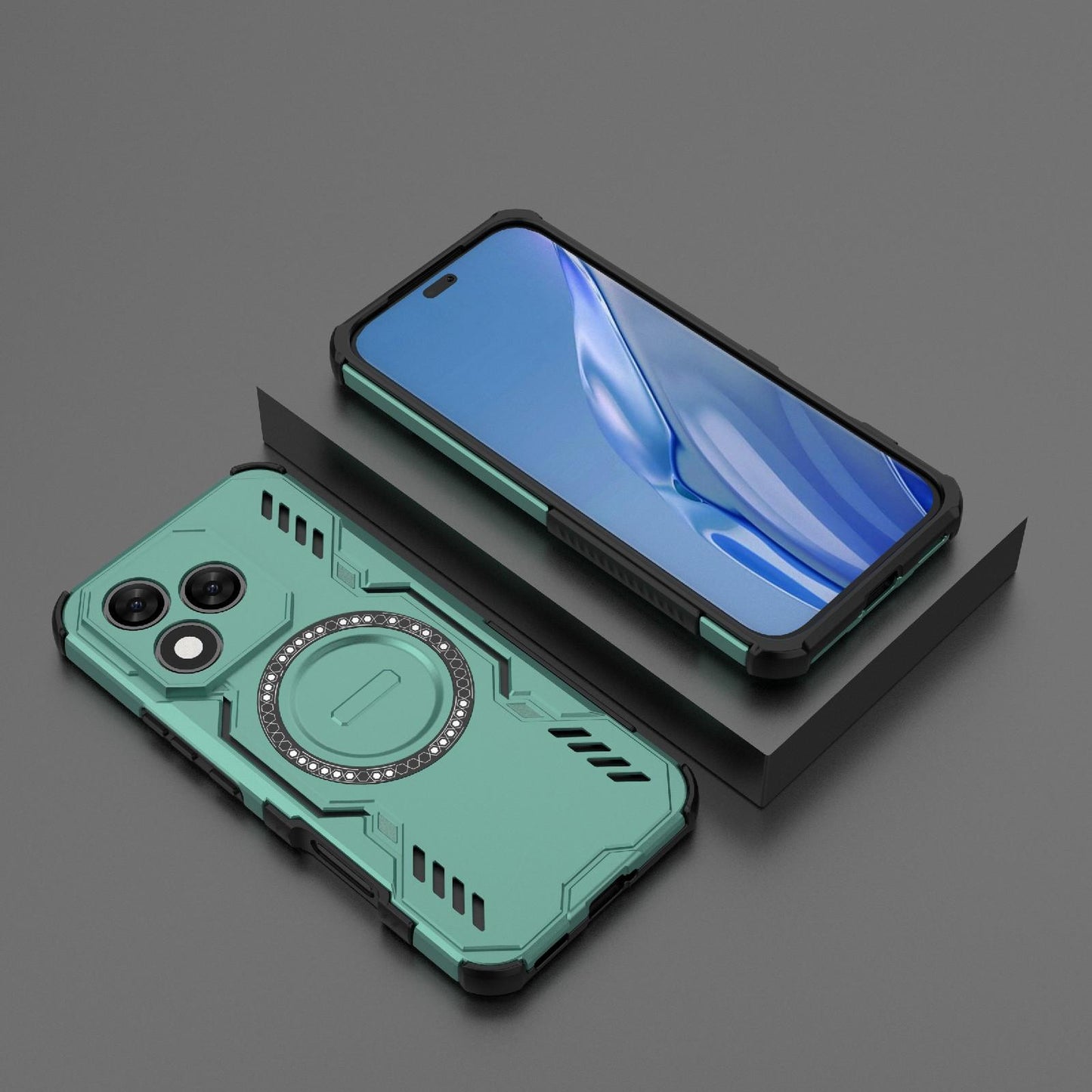 Honor X60 Pro 5G Butterfly Armor MagSafe Magnetic Ring Shockproof Protective Phone Case with Stand