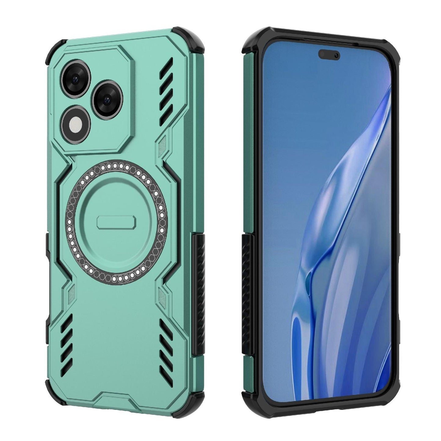 Honor X60 Pro 5G Butterfly Armor MagSafe Magnetic Ring Shockproof Protective Phone Case with Stand