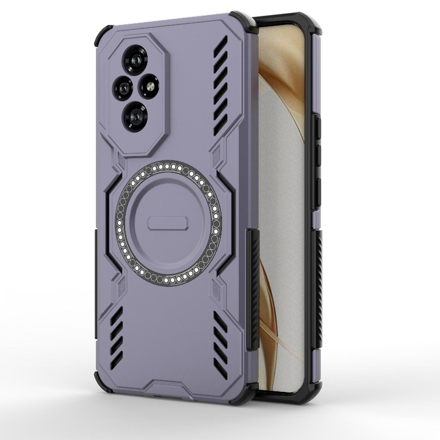 Honor 200 5G Butterfly Armor MagSafe Magnetic Ring Shockproof Protective Phone Case with Stand