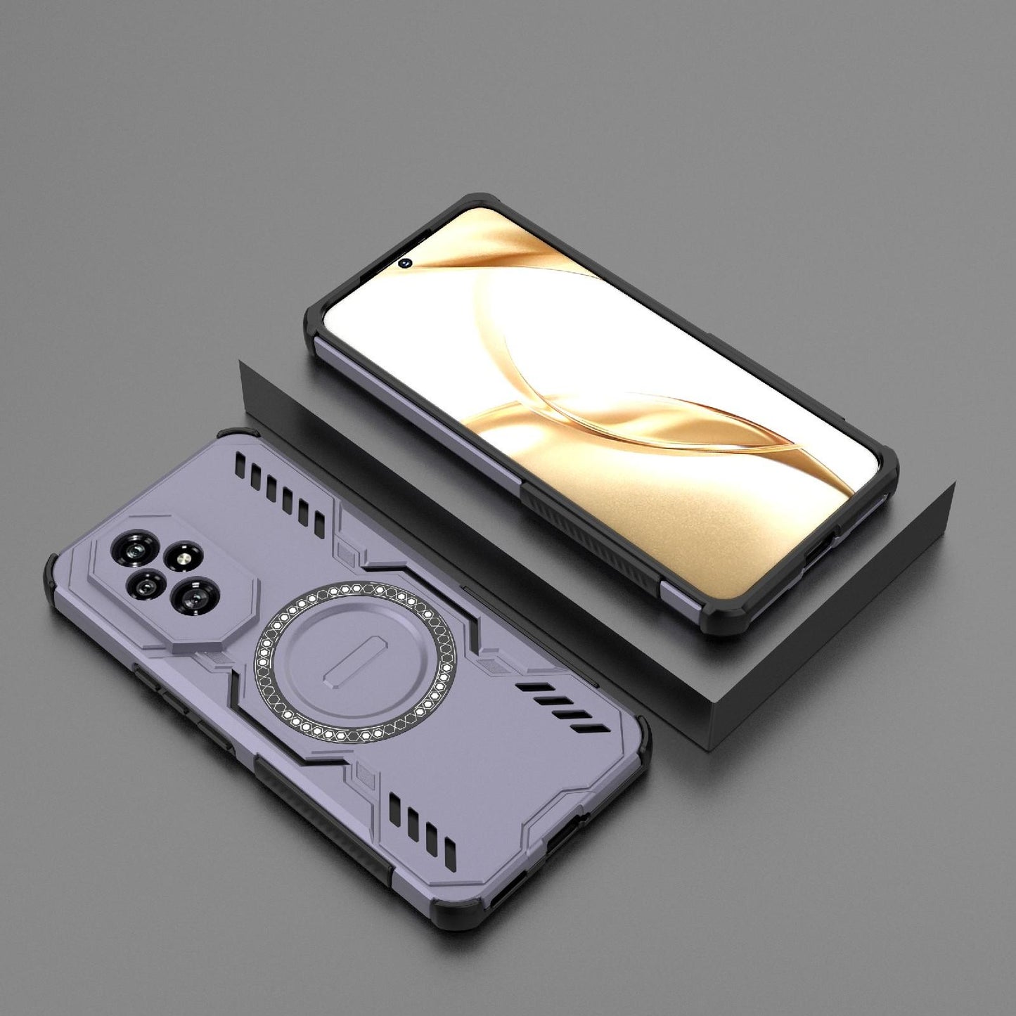 Honor 200 5G Butterfly Armor MagSafe Magnetic Ring Shockproof Protective Phone Case with Stand