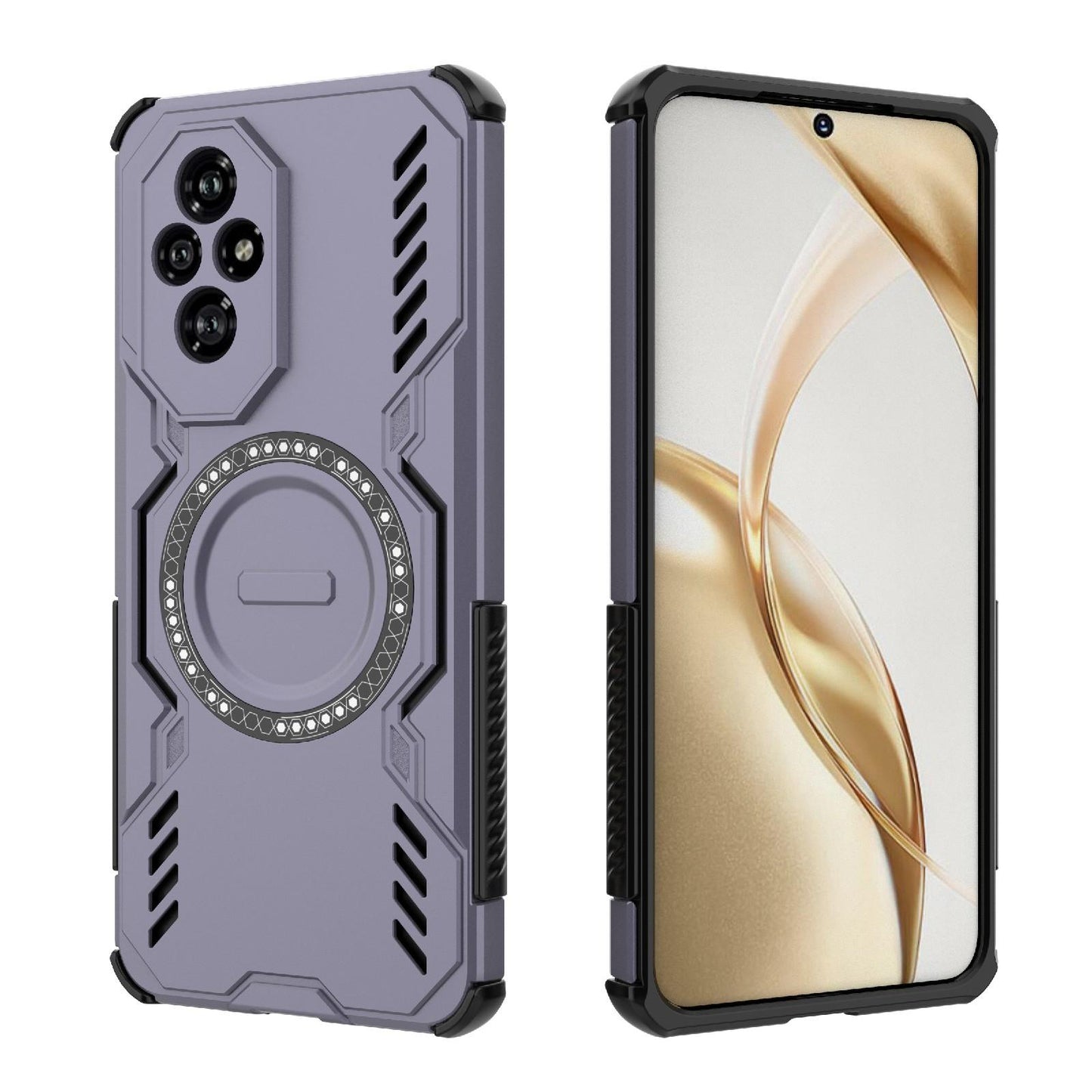 Honor 200 5G Butterfly Armor MagSafe Magnetic Ring Shockproof Protective Phone Case with Stand