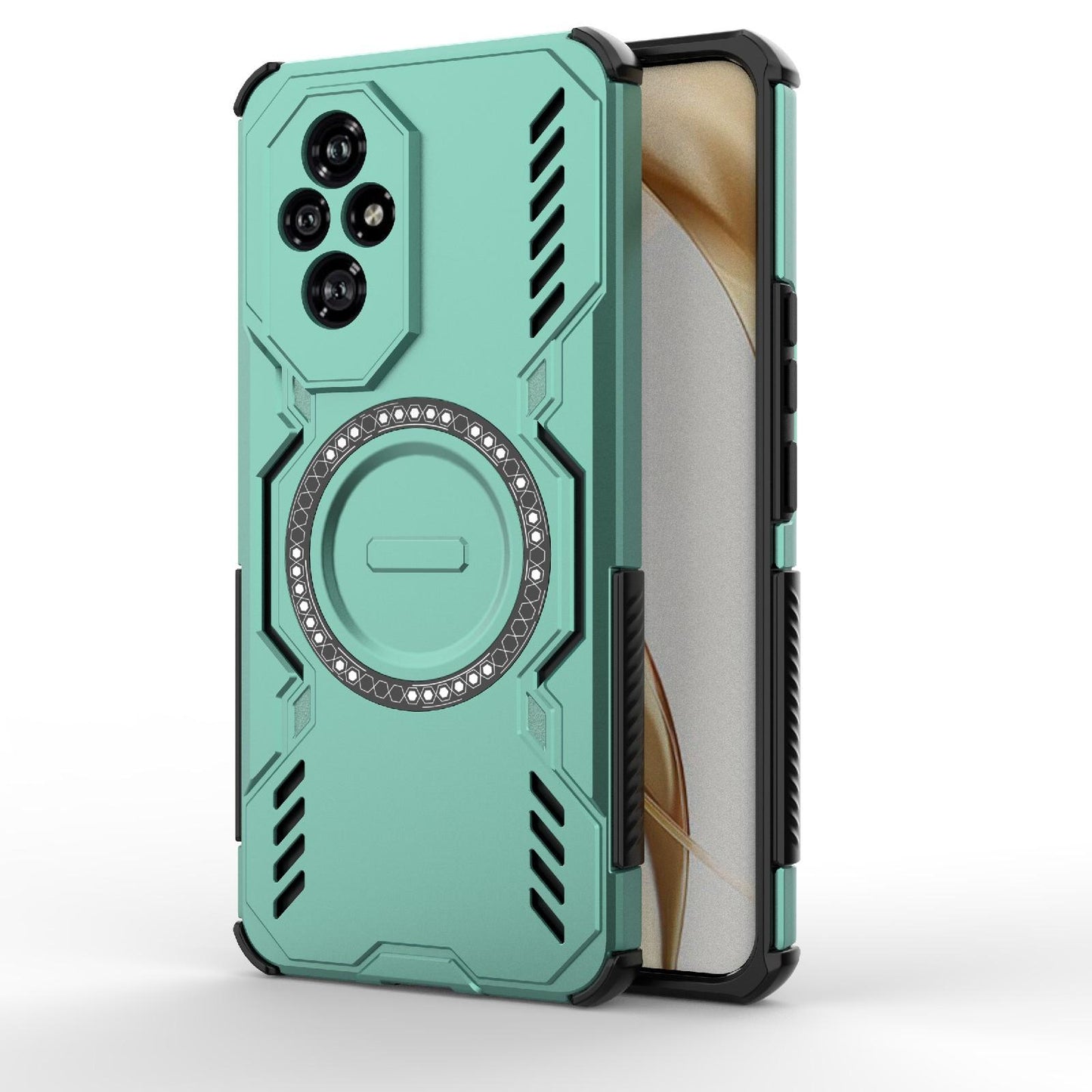Honor 200 5G Butterfly Armor MagSafe Magnetic Ring Shockproof Protective Phone Case with Stand