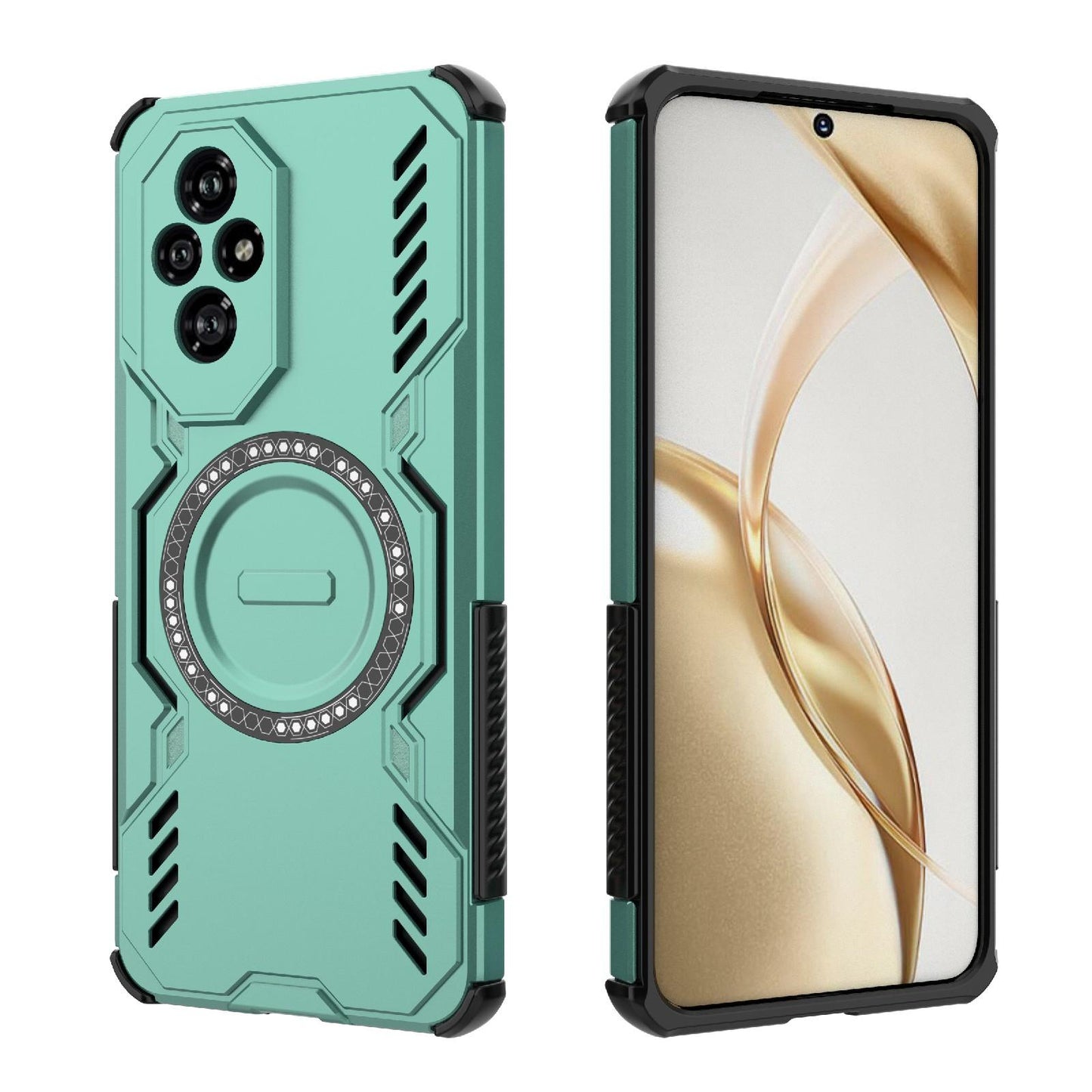 Honor 200 5G Butterfly Armor MagSafe Magnetic Ring Shockproof Protective Phone Case with Stand