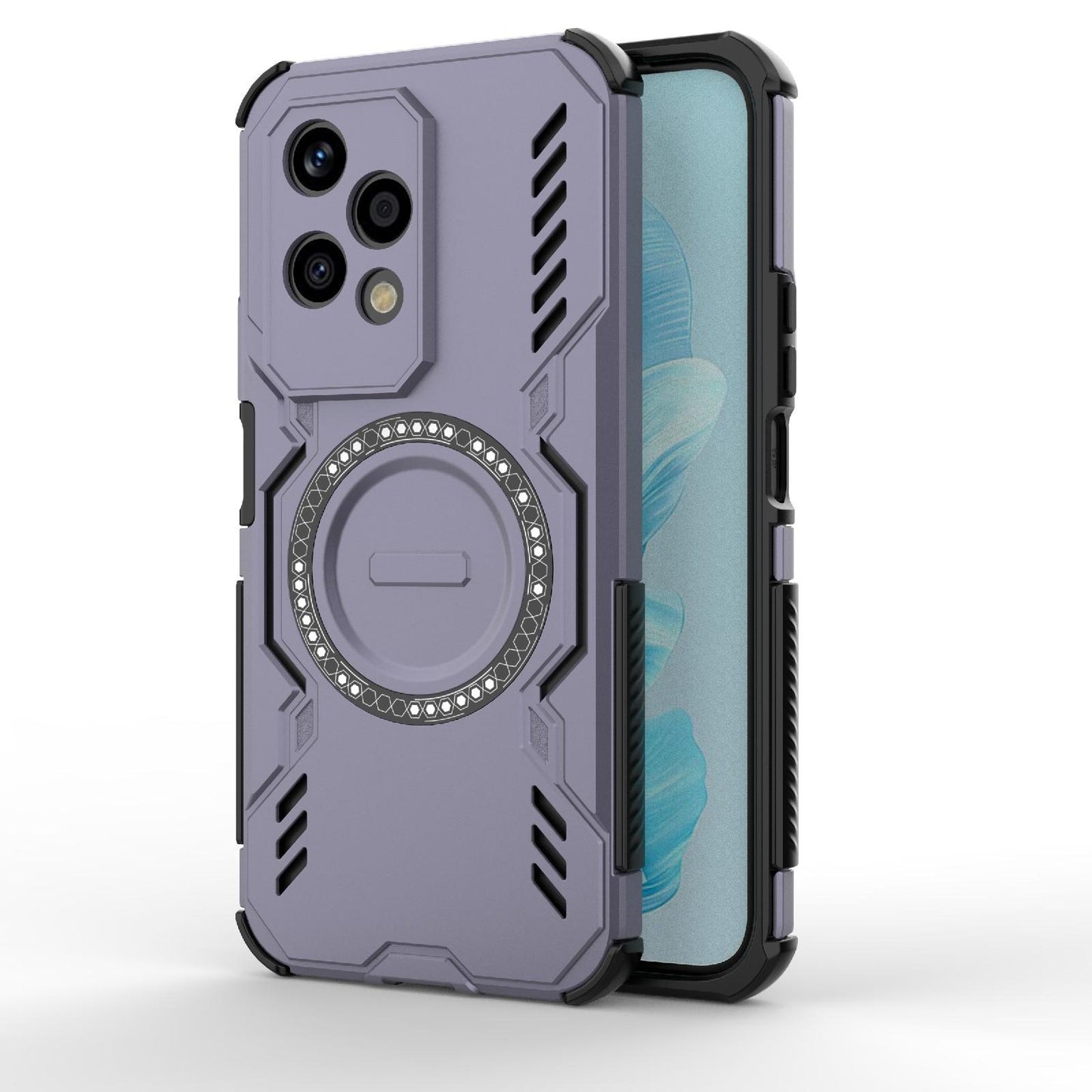 Honor 200 Lite 5G Butterfly Armor MagSafe Magnetic Ring Shockproof Protective Phone Case with Stand