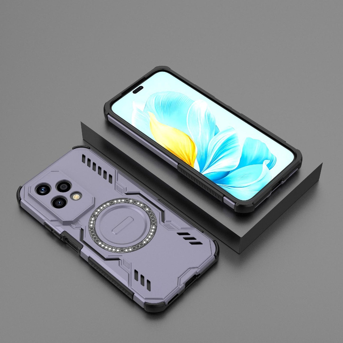 Honor 200 Lite 5G Butterfly Armor MagSafe Magnetic Ring Shockproof Protective Phone Case with Stand
