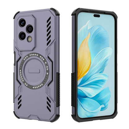 Honor 200 Lite 5G Butterfly Armor MagSafe Magnetic Ring Shockproof Protective Phone Case with Stand