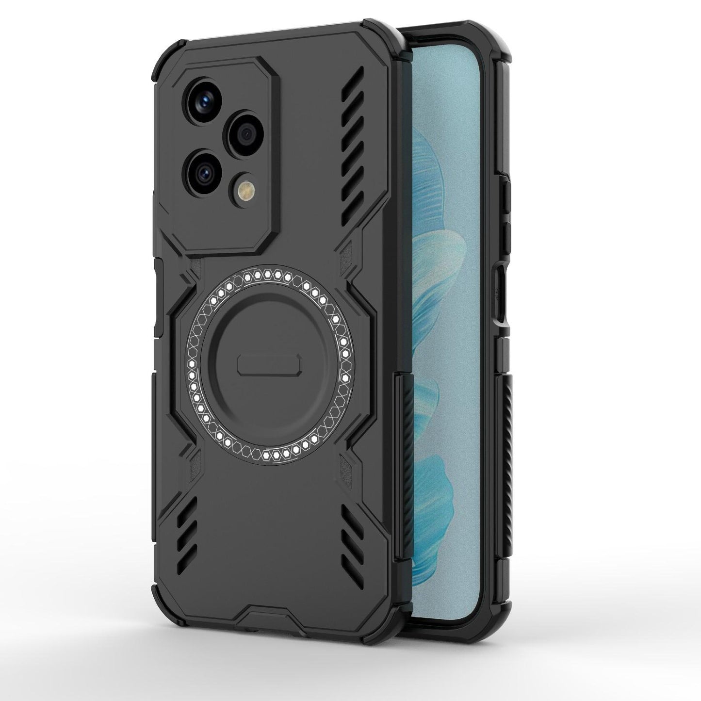 Honor 200 Lite 5G Butterfly Armor MagSafe Magnetic Ring Shockproof Protective Phone Case with Stand