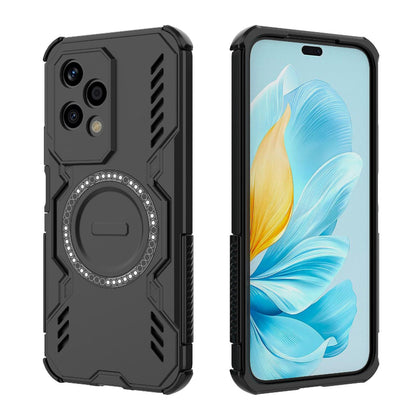 Honor 200 Lite 5G Butterfly Armor MagSafe Magnetic Ring Shockproof Protective Phone Case with Stand