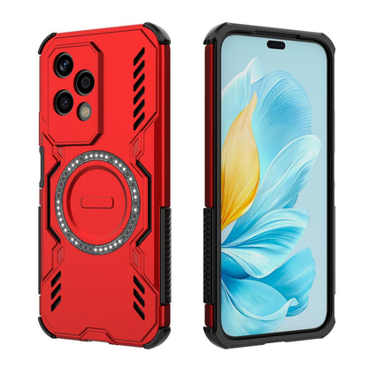 Honor 200 Lite 5G Butterfly Armor MagSafe Magnetic Ring Shockproof Protective Phone Case with Stand