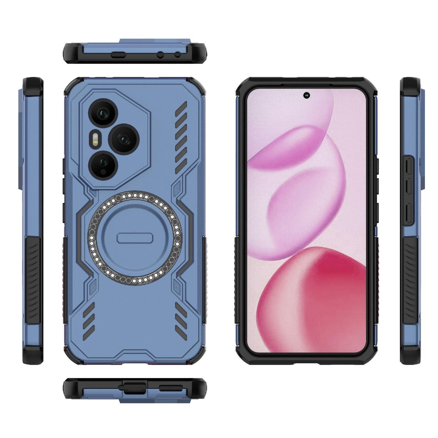 Honor 400 Pro 5G 160.8mm Butterfly Armor MagSafe Magnetic Ring Shockproof Protective Phone Case with Stand