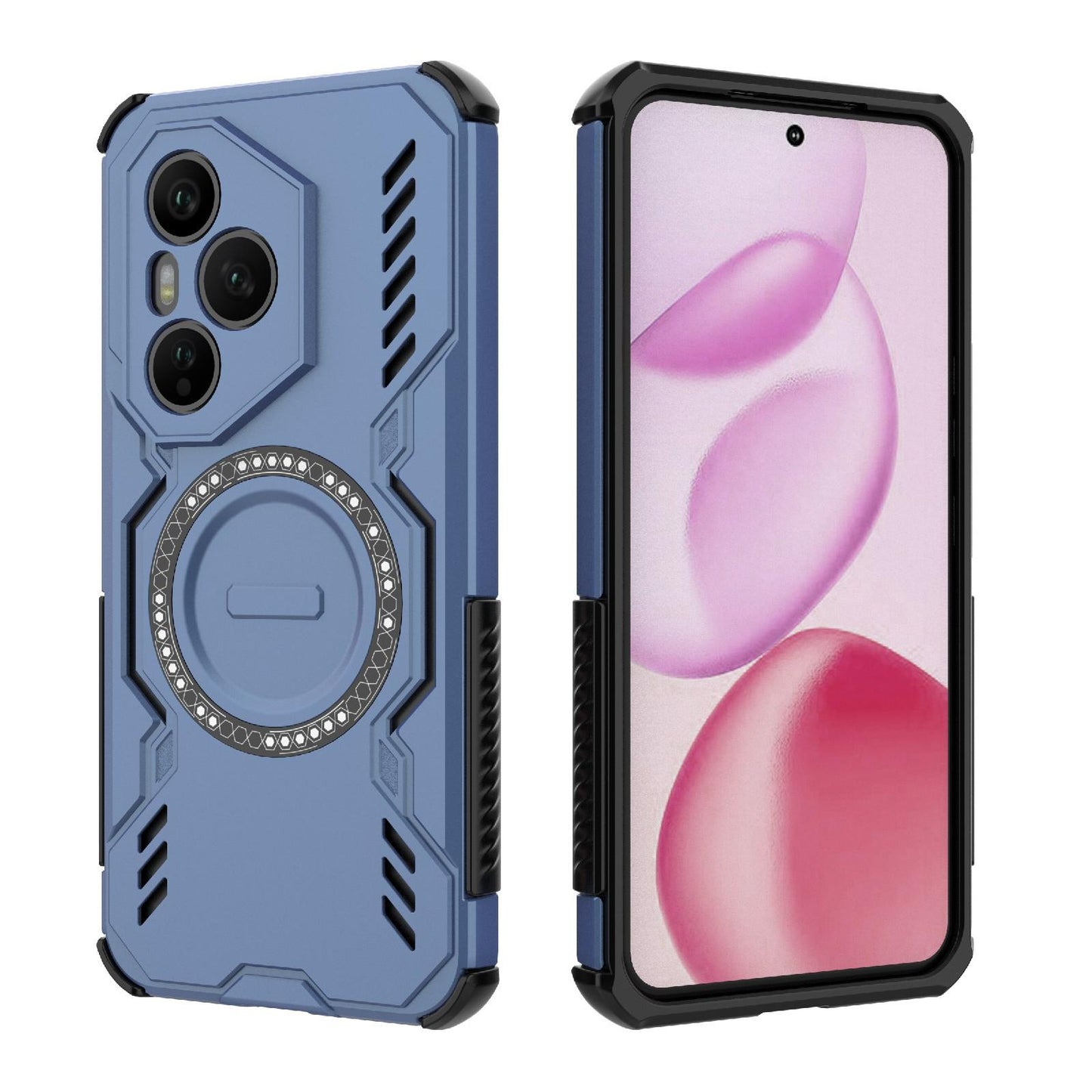 Honor 400 Pro 5G 160.8mm Butterfly Armor MagSafe Magnetic Ring Shockproof Protective Phone Case with Stand