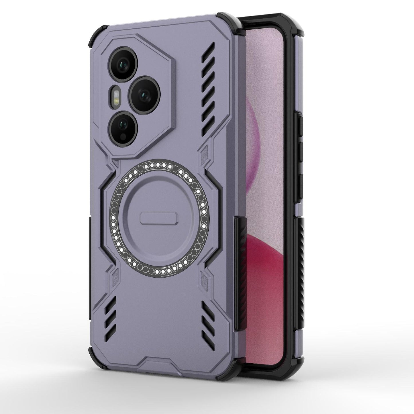 Honor 400 Pro 5G 160.8mm Butterfly Armor MagSafe Magnetic Ring Shockproof Protective Phone Case with Stand