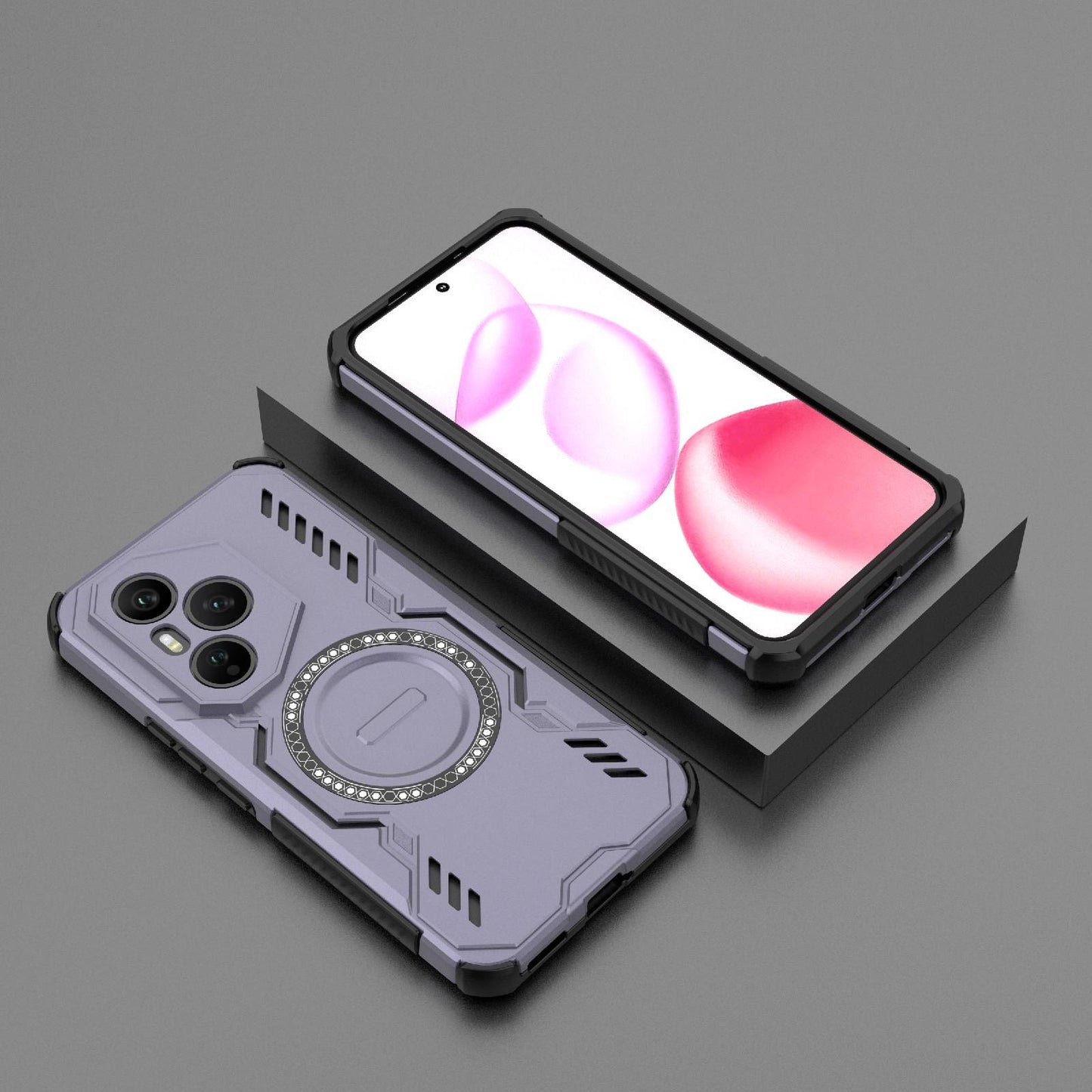 Honor 400 Pro 5G 160.8mm Butterfly Armor MagSafe Magnetic Ring Shockproof Protective Phone Case with Stand