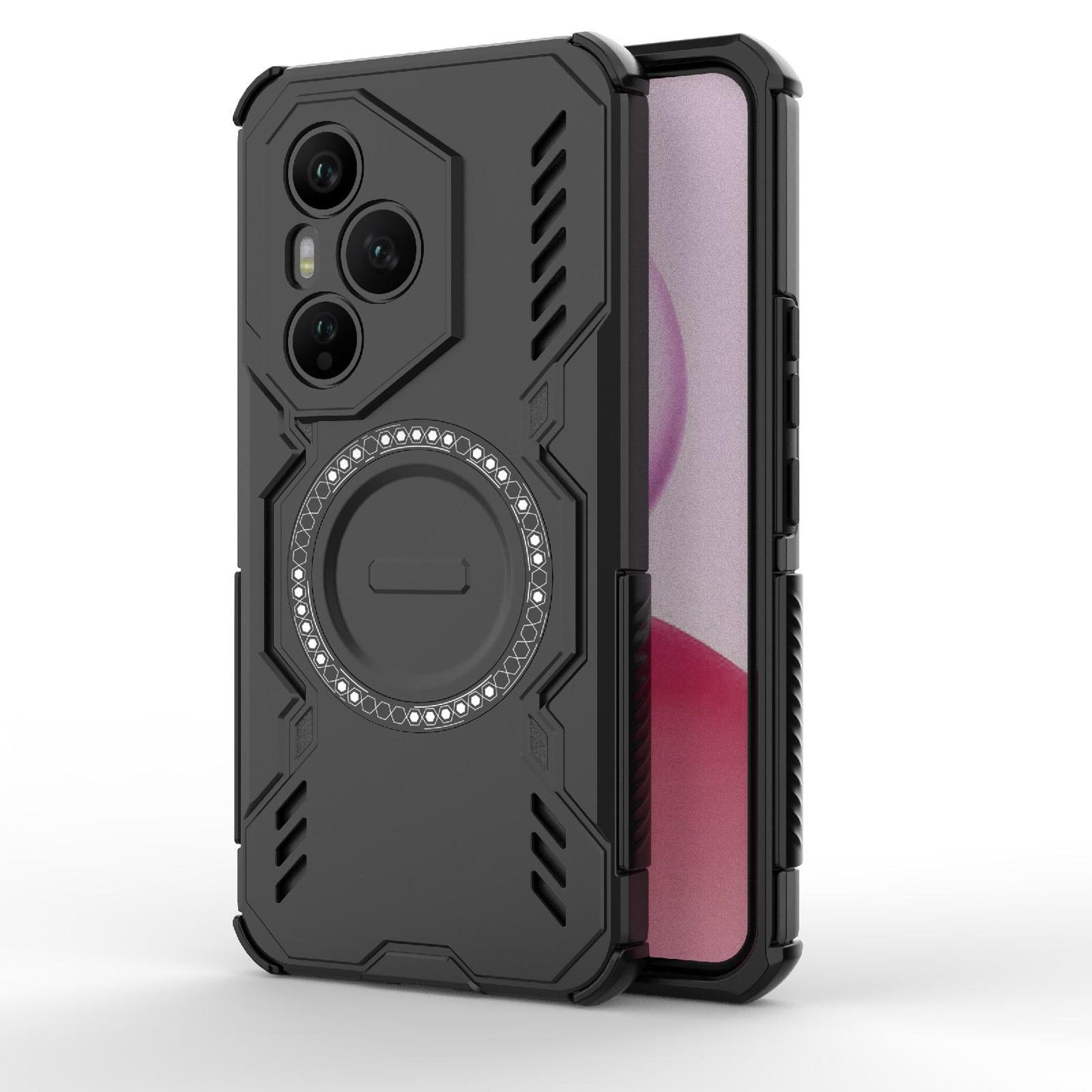 Honor 400 Pro 5G 160.8mm Butterfly Armor MagSafe Magnetic Ring Shockproof Protective Phone Case with Stand