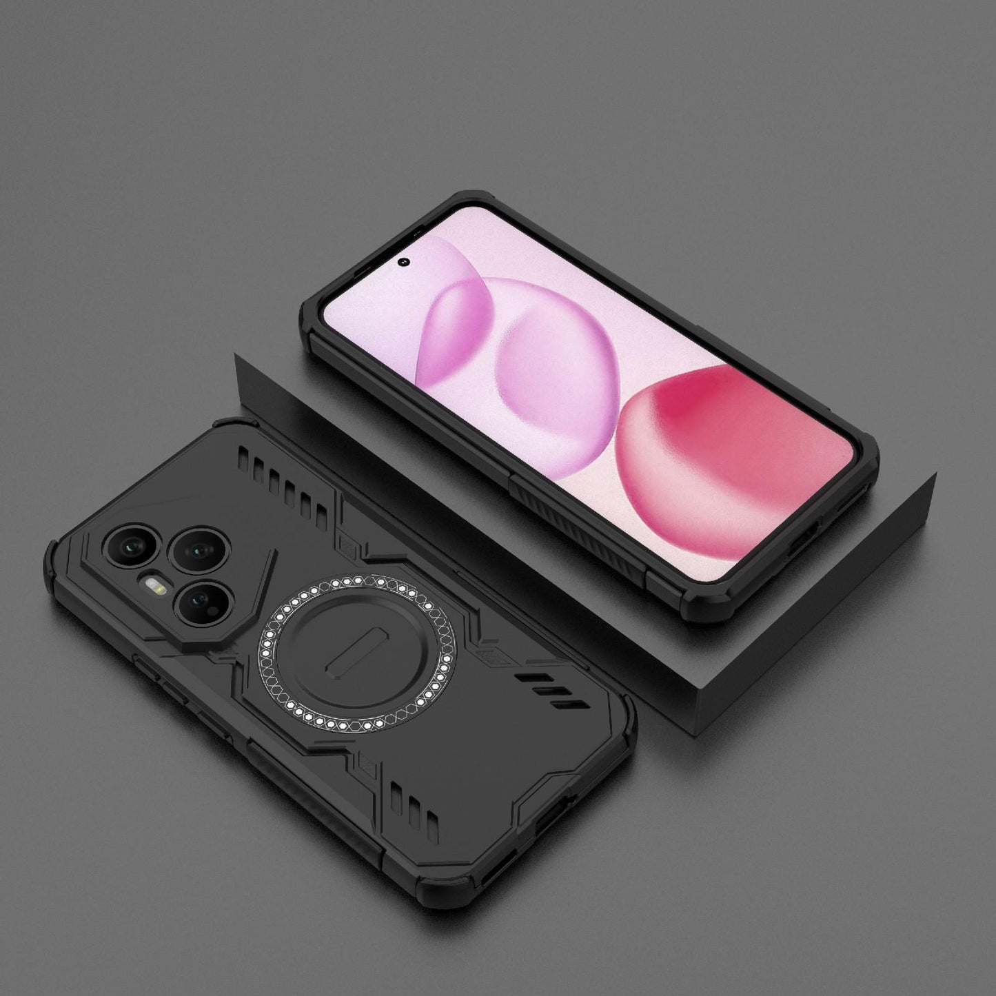 Honor 400 Pro 5G 160.8mm Butterfly Armor MagSafe Magnetic Ring Shockproof Protective Phone Case with Stand