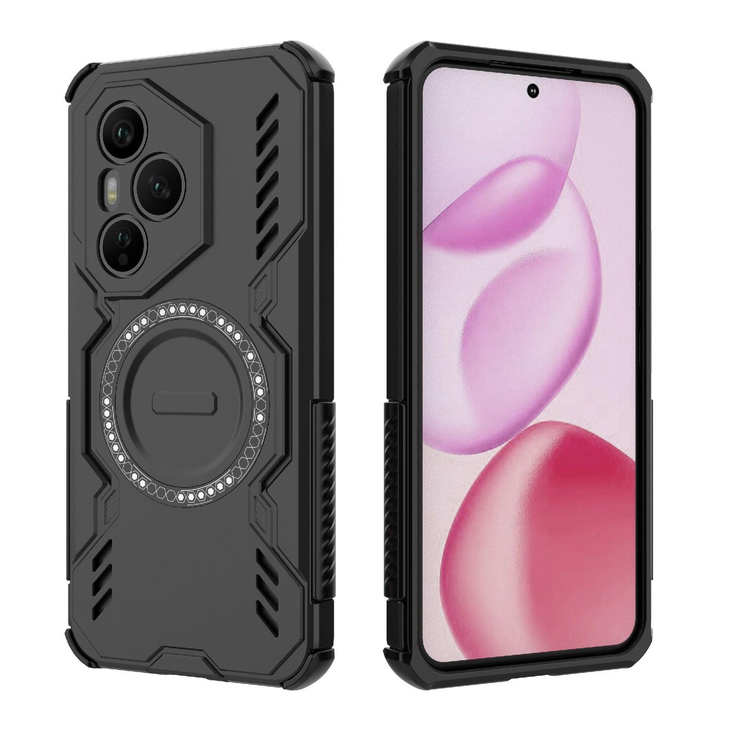 Honor 400 Pro 5G 160.8mm Butterfly Armor MagSafe Magnetic Ring Shockproof Protective Phone Case with Stand