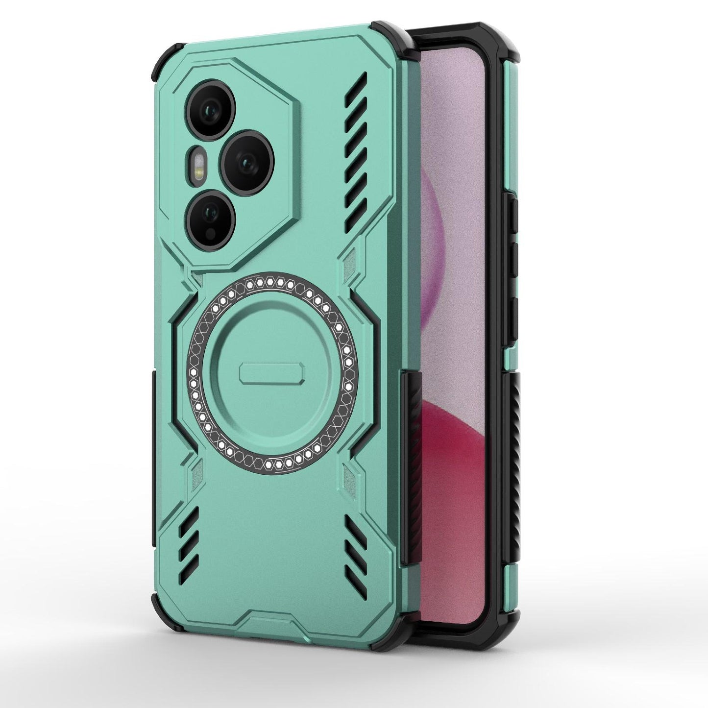 Honor 400 Pro 5G 160.8mm Butterfly Armor MagSafe Magnetic Ring Shockproof Protective Phone Case with Stand