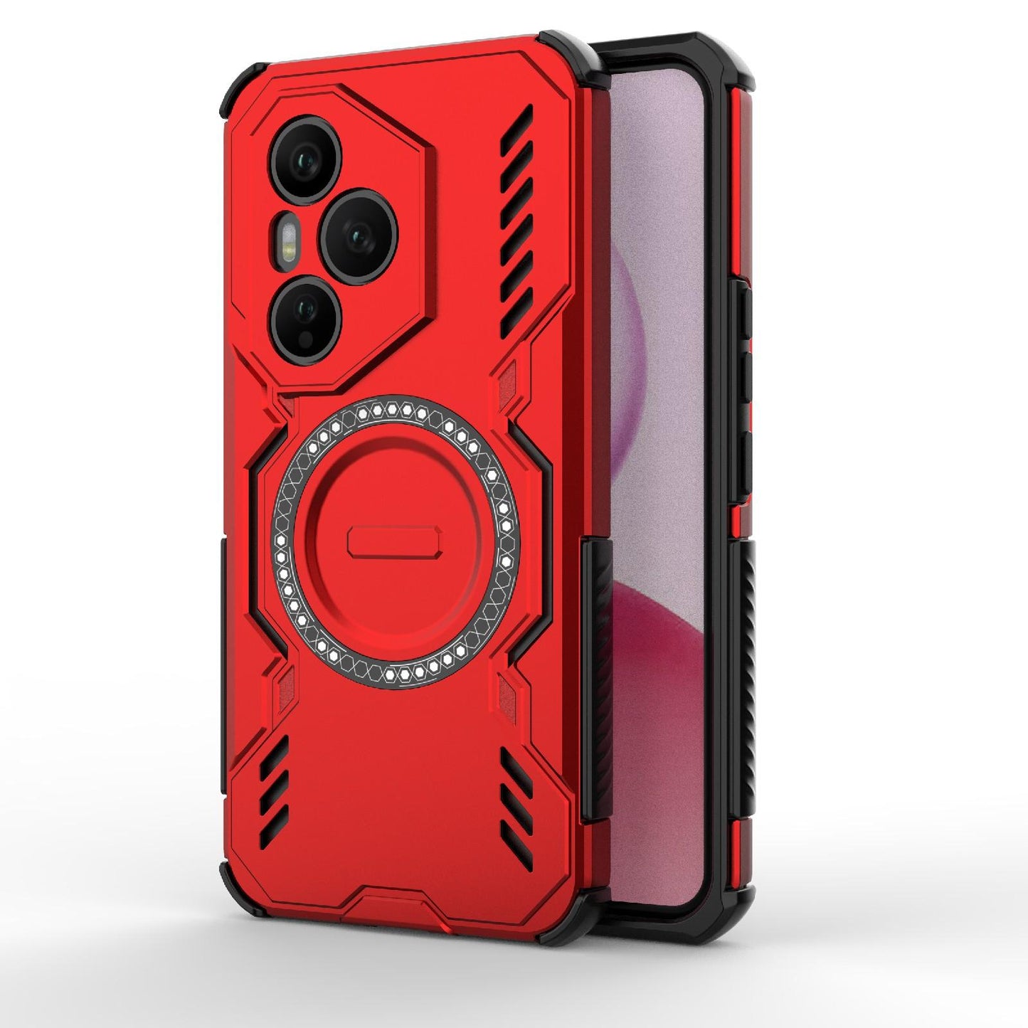 Honor 400 Pro 5G 160.8mm Butterfly Armor MagSafe Magnetic Ring Shockproof Protective Phone Case with Stand