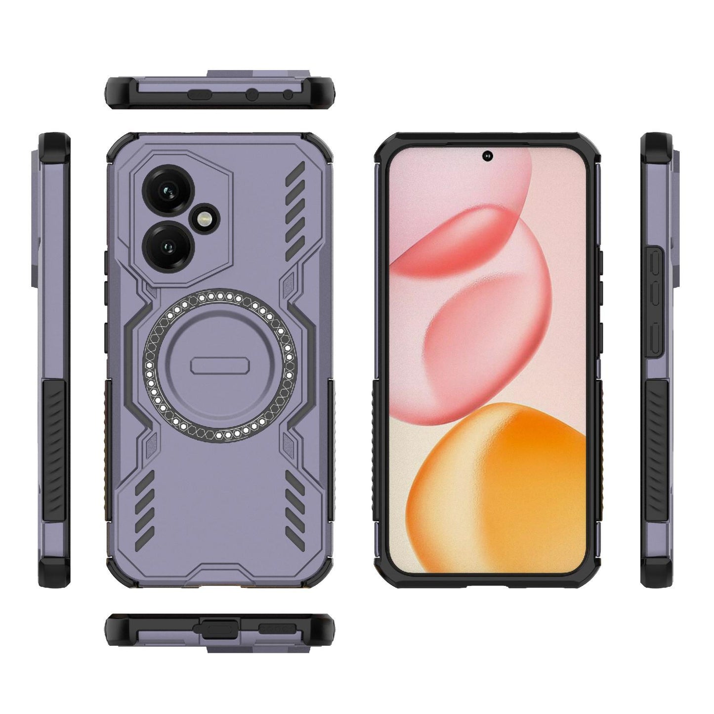 Honor 400 5G 156.5mm Butterfly Armor MagSafe Magnetic Ring Shockproof Protective Phone Case with Stand