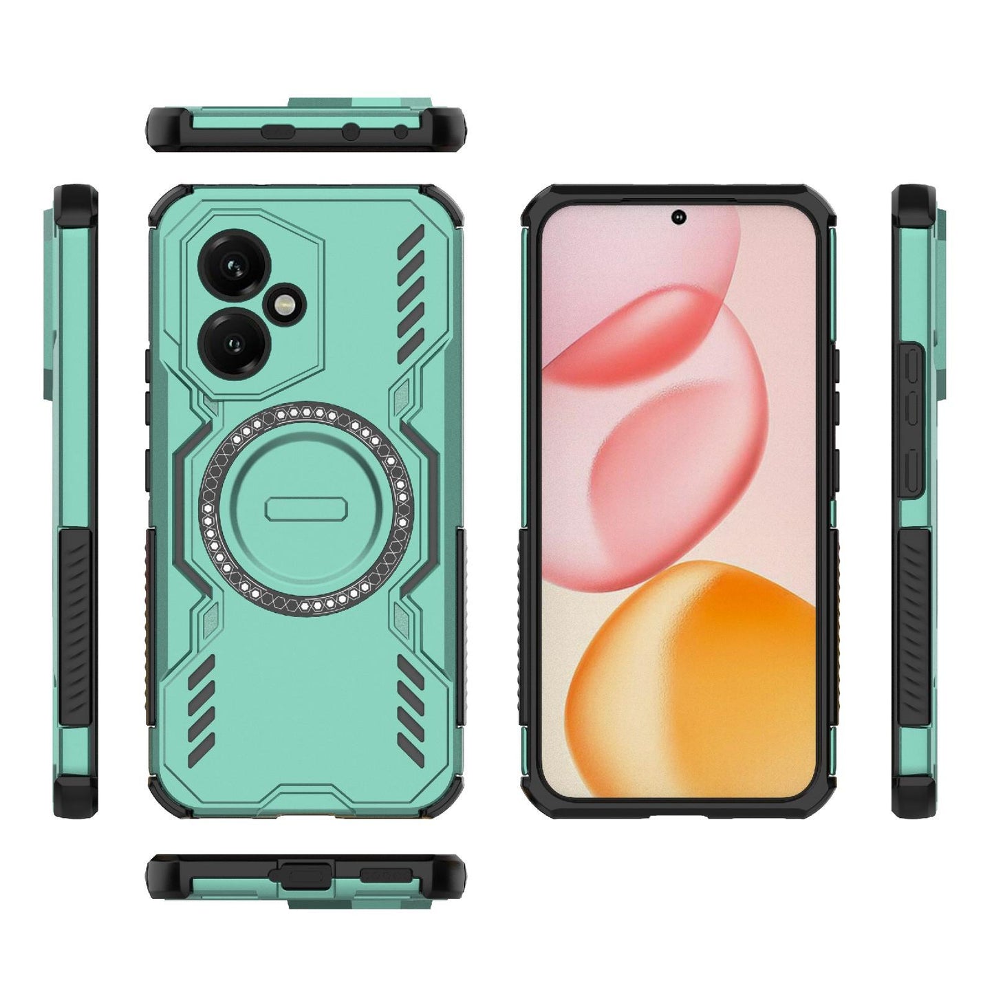 Honor 400 5G 156.5mm Butterfly Armor MagSafe Magnetic Ring Shockproof Protective Phone Case with Stand