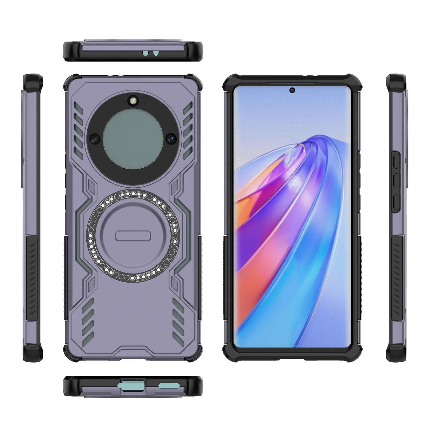 Honor X40 5G Butterfly Armor MagSafe Magnetic Ring Shockproof Protective Phone Case with Stand