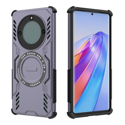 Honor Magic5 Lite Butterfly Armor MagSafe Magnetic Ring Shockproof Protective Phone Case with Stand