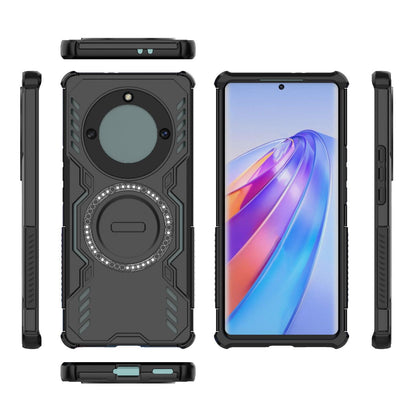 Honor Magic5 Lite Butterfly Armor MagSafe Magnetic Ring Shockproof Protective Phone Case with Stand