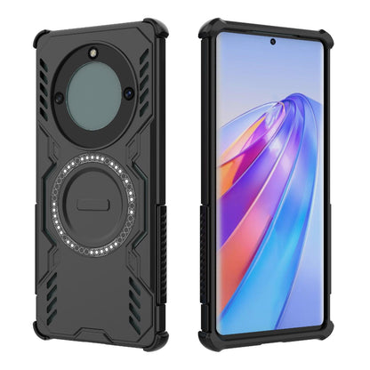 Honor Magic5 Lite Butterfly Armor MagSafe Magnetic Ring Shockproof Protective Phone Case with Stand