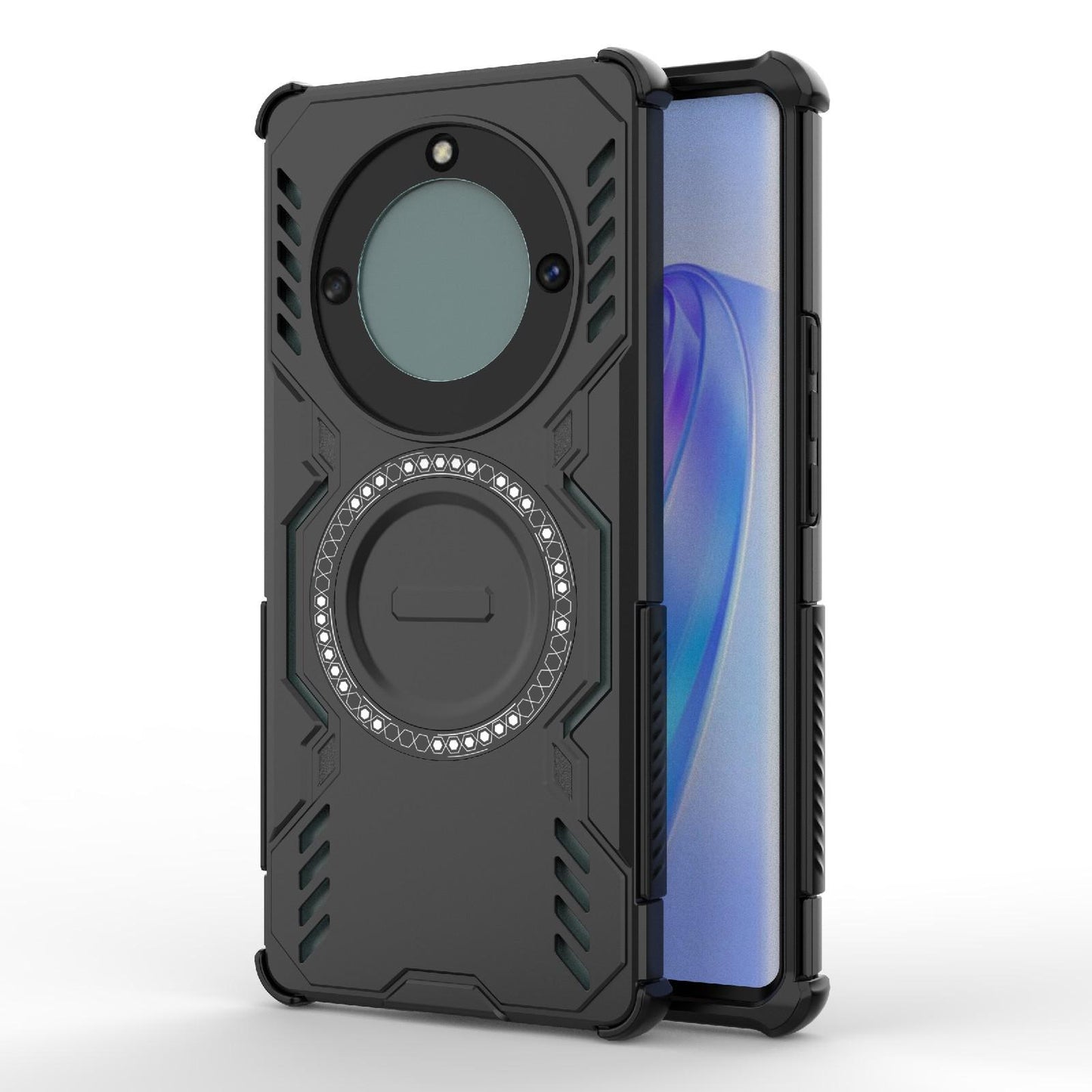 Honor Magic5 Lite Butterfly Armor MagSafe Magnetic Ring Shockproof Protective Phone Case with Stand