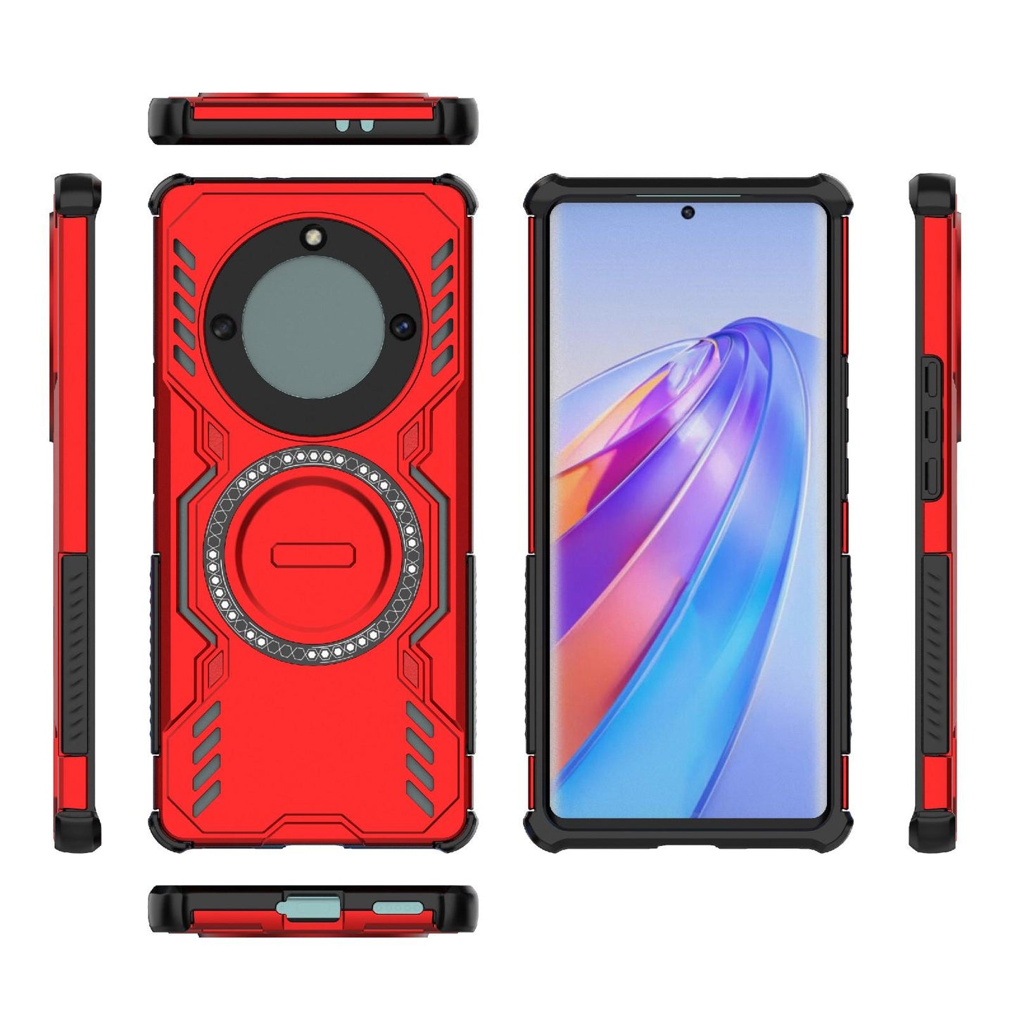 Honor X40 5G Butterfly Armor MagSafe Magnetic Ring Shockproof Protective Phone Case with Stand