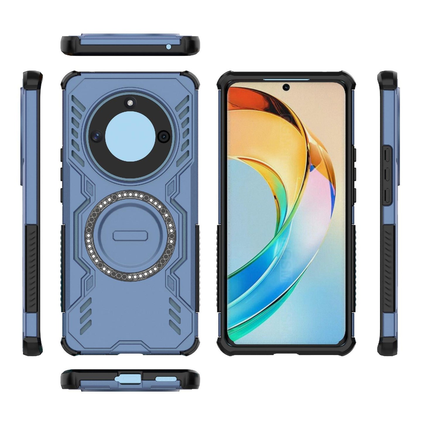 Honor X50 5G Butterfly Armor MagSafe Magnetic Ring Shockproof Protective Phone Case with Stand