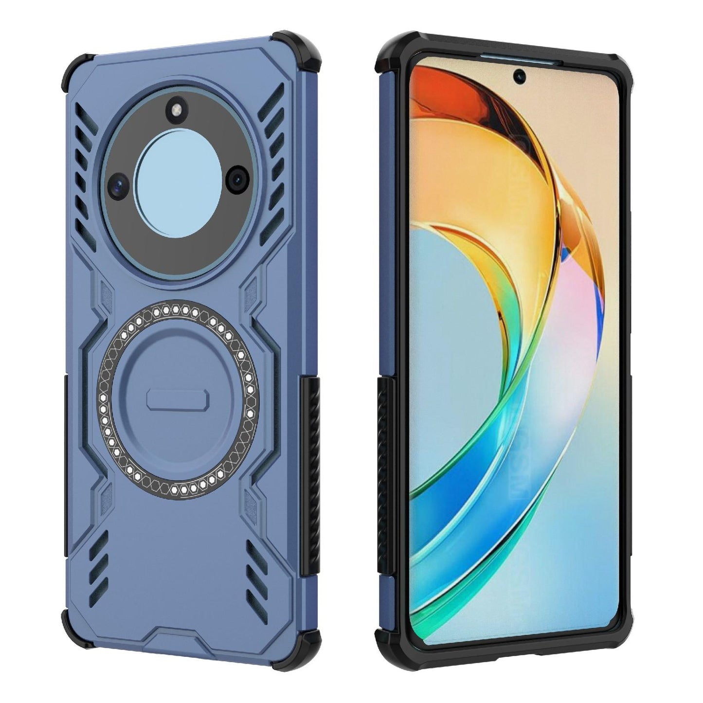 Honor X50 5G Butterfly Armor MagSafe Magnetic Ring Shockproof Protective Phone Case with Stand