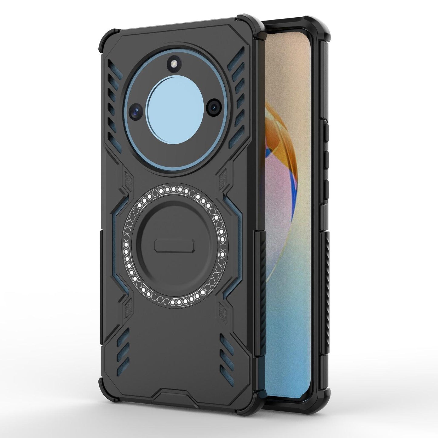Honor X50 5G Butterfly Armor MagSafe Magnetic Ring Shockproof Protective Phone Case with Stand