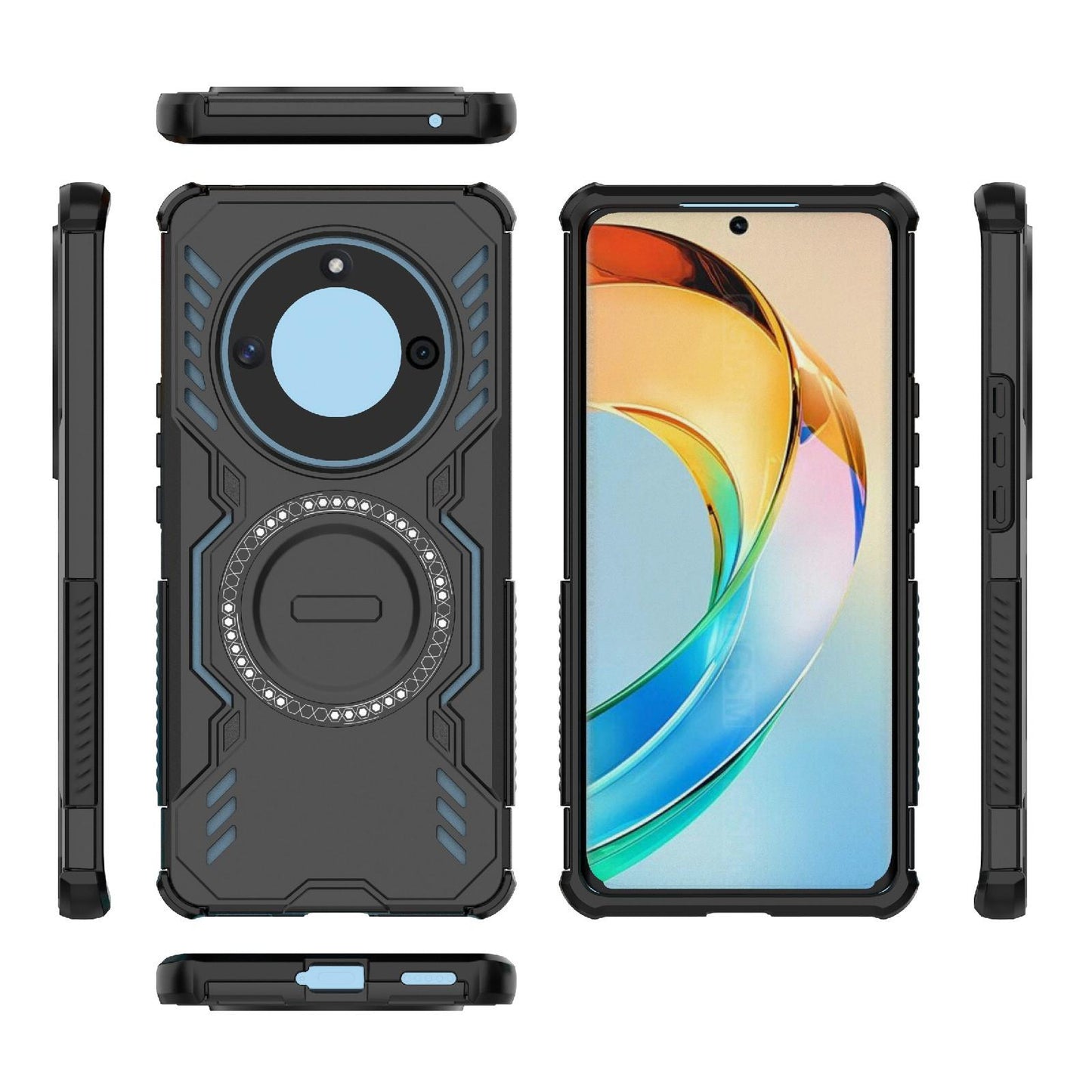 Honor X50 5G Butterfly Armor MagSafe Magnetic Ring Shockproof Protective Phone Case with Stand