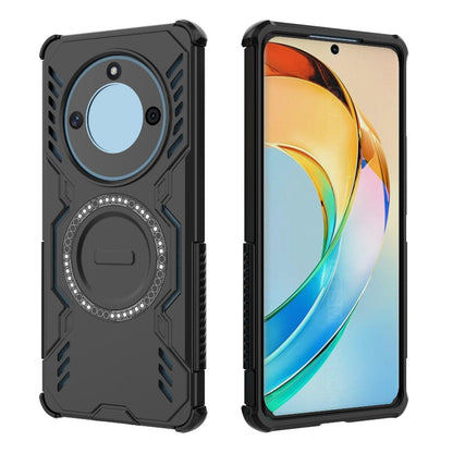 Honor X50 5G Butterfly Armor MagSafe Magnetic Ring Shockproof Protective Phone Case with Stand