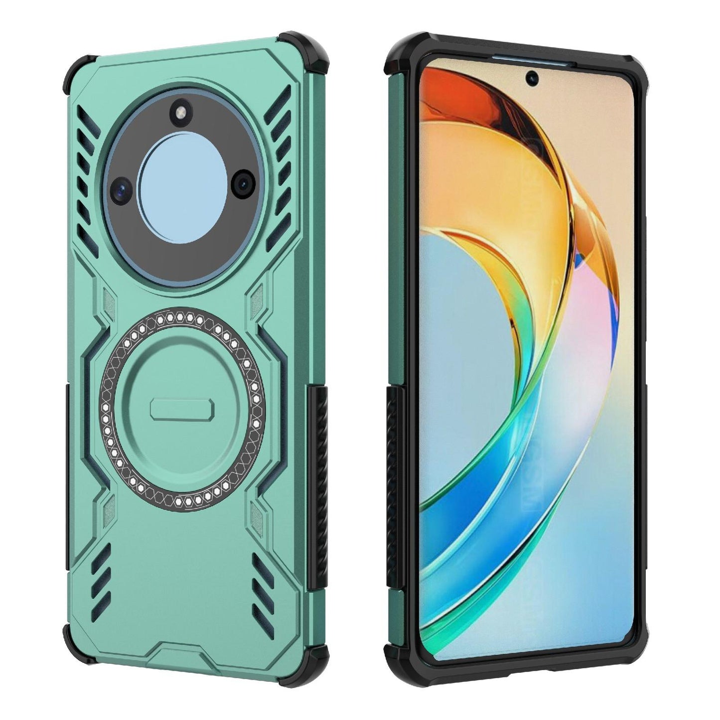 Honor X50 5G Butterfly Armor MagSafe Magnetic Ring Shockproof Protective Phone Case with Stand