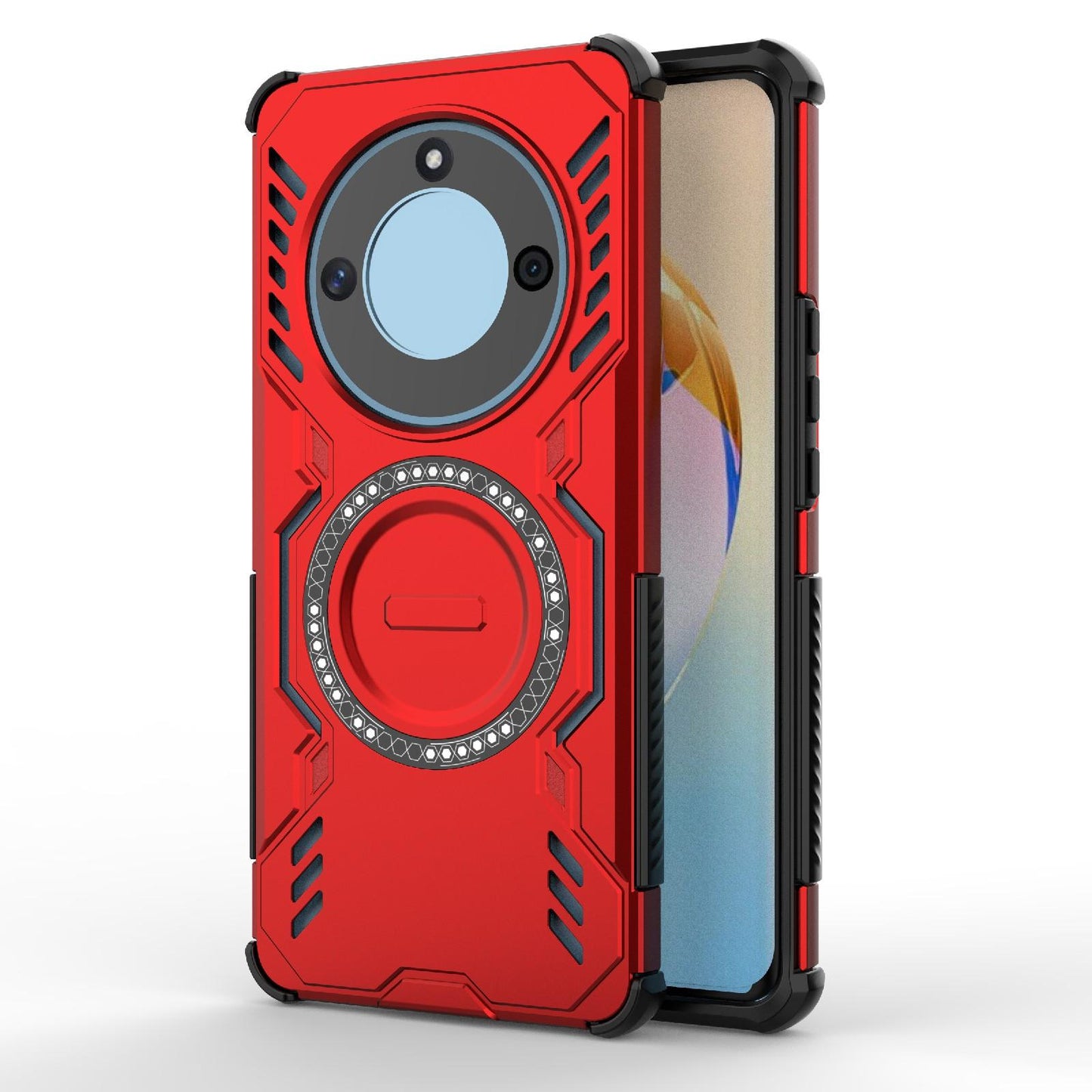 Honor X50 5G Butterfly Armor MagSafe Magnetic Ring Shockproof Protective Phone Case with Stand
