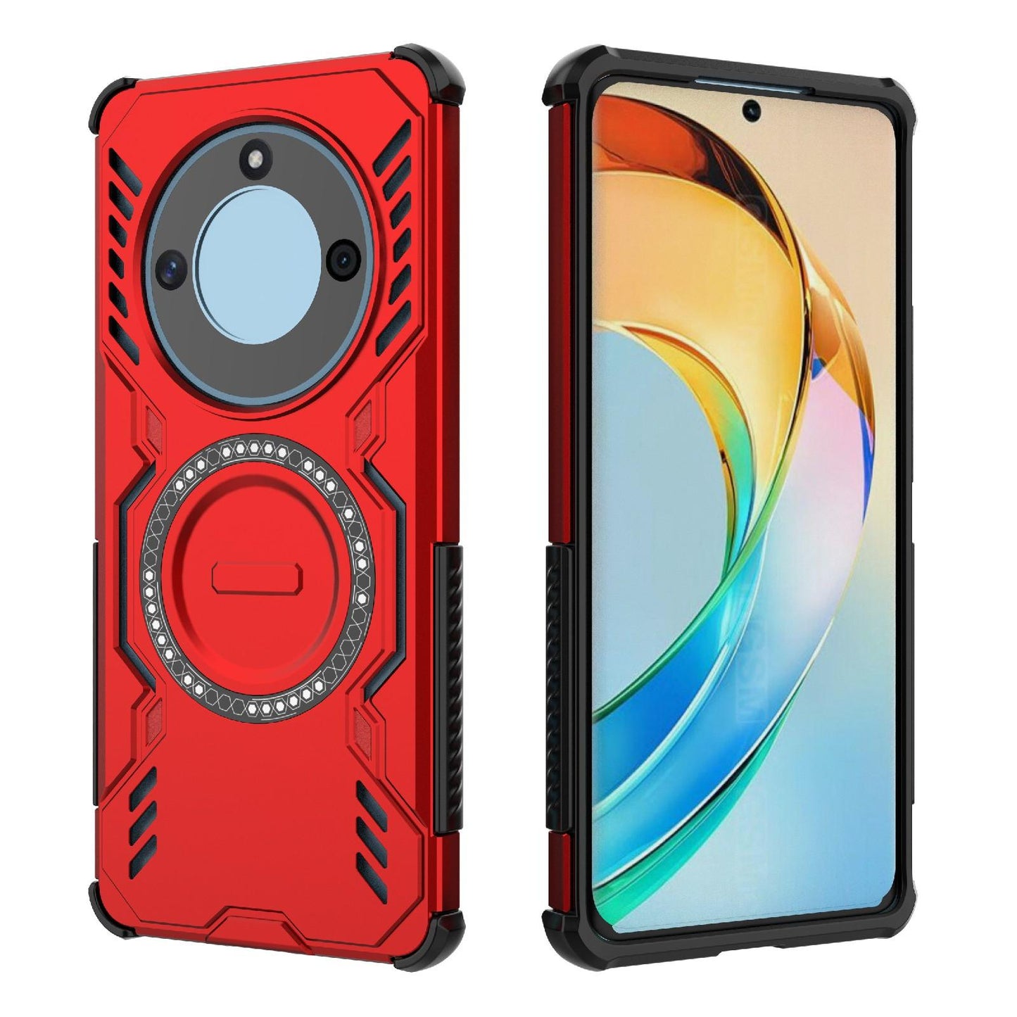 Honor X50 5G Butterfly Armor MagSafe Magnetic Ring Shockproof Protective Phone Case with Stand