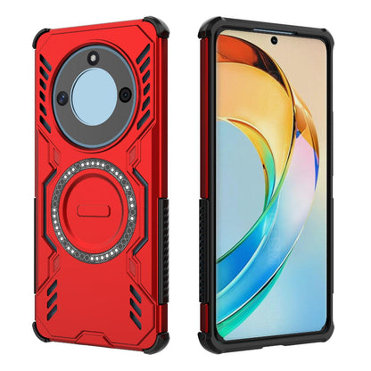 Honor X50 5G Butterfly Armor MagSafe Magnetic Ring Shockproof Protective Phone Case with Stand
