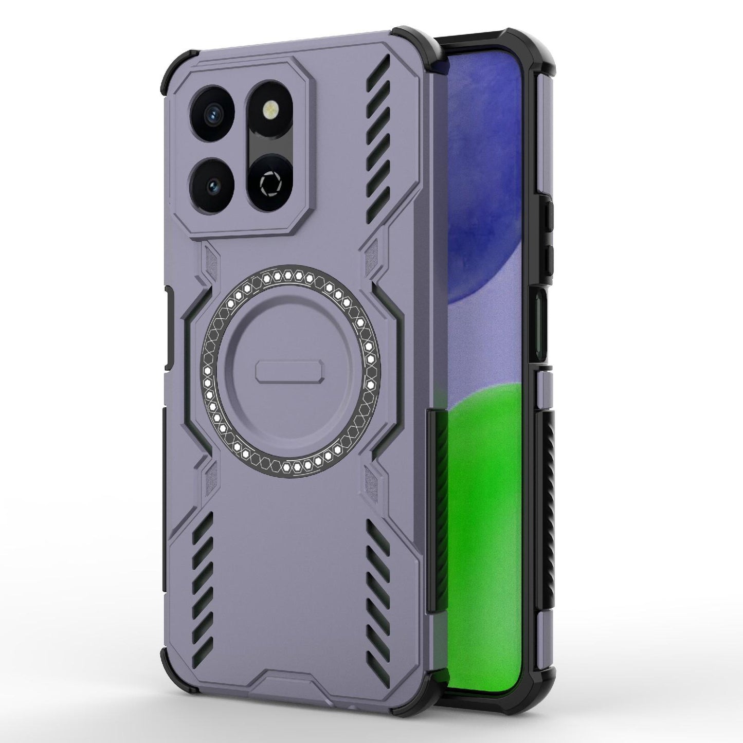 Honor X7c 4G Butterfly Armor MagSafe Magnetic Ring Shockproof Protective Phone Case with Stand