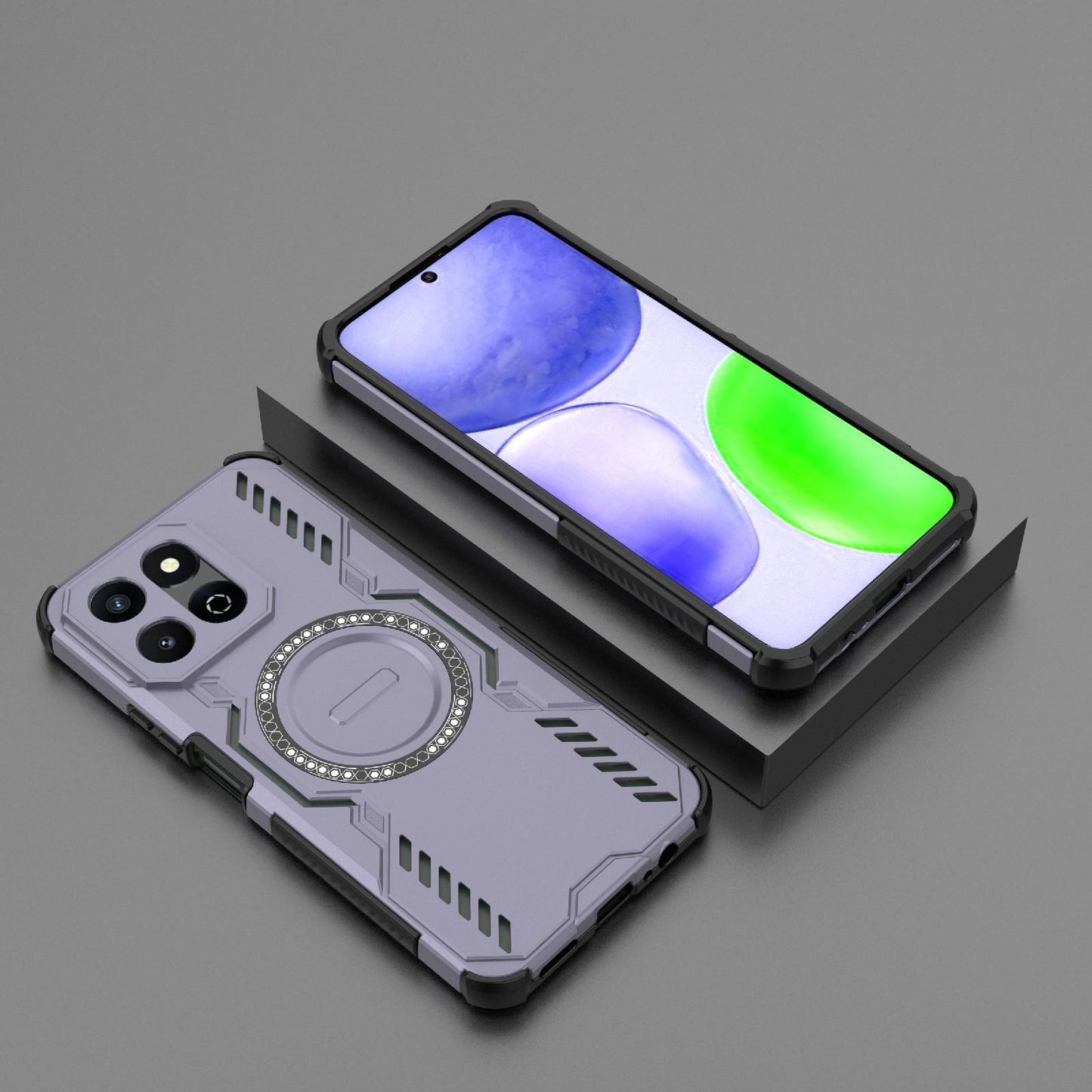 Honor X7c 4G Butterfly Armor MagSafe Magnetic Ring Shockproof Protective Phone Case with Stand