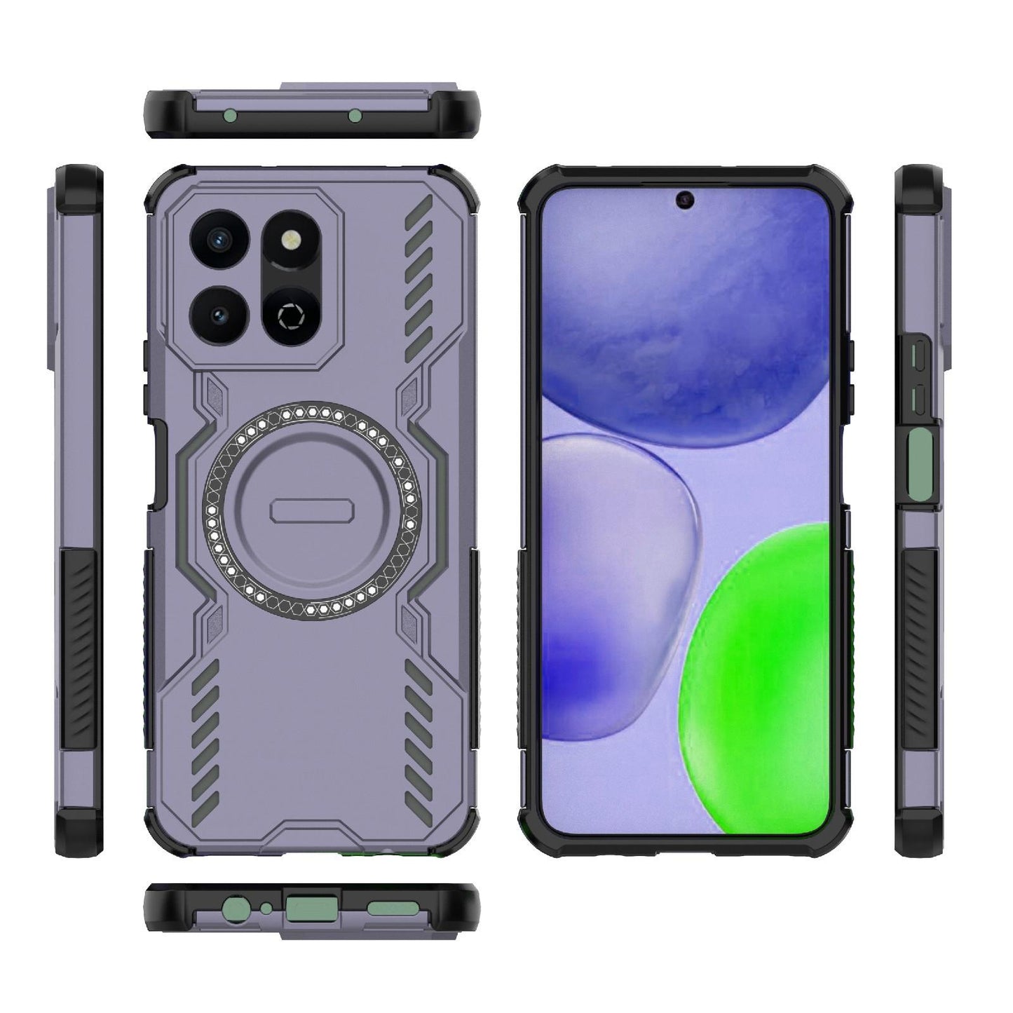 Honor X7c 4G Butterfly Armor MagSafe Magnetic Ring Shockproof Protective Phone Case with Stand
