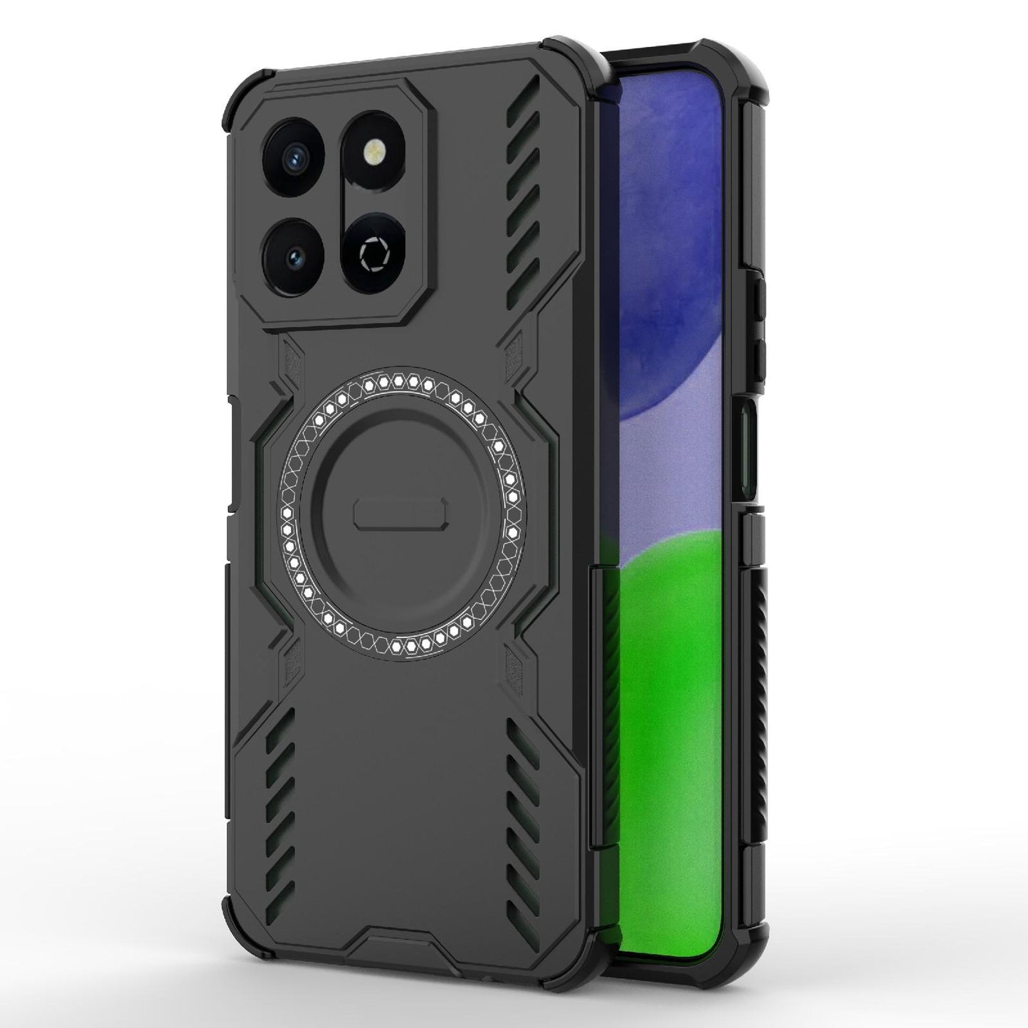 Honor X7c 4G Butterfly Armor MagSafe Magnetic Ring Shockproof Protective Phone Case with Stand