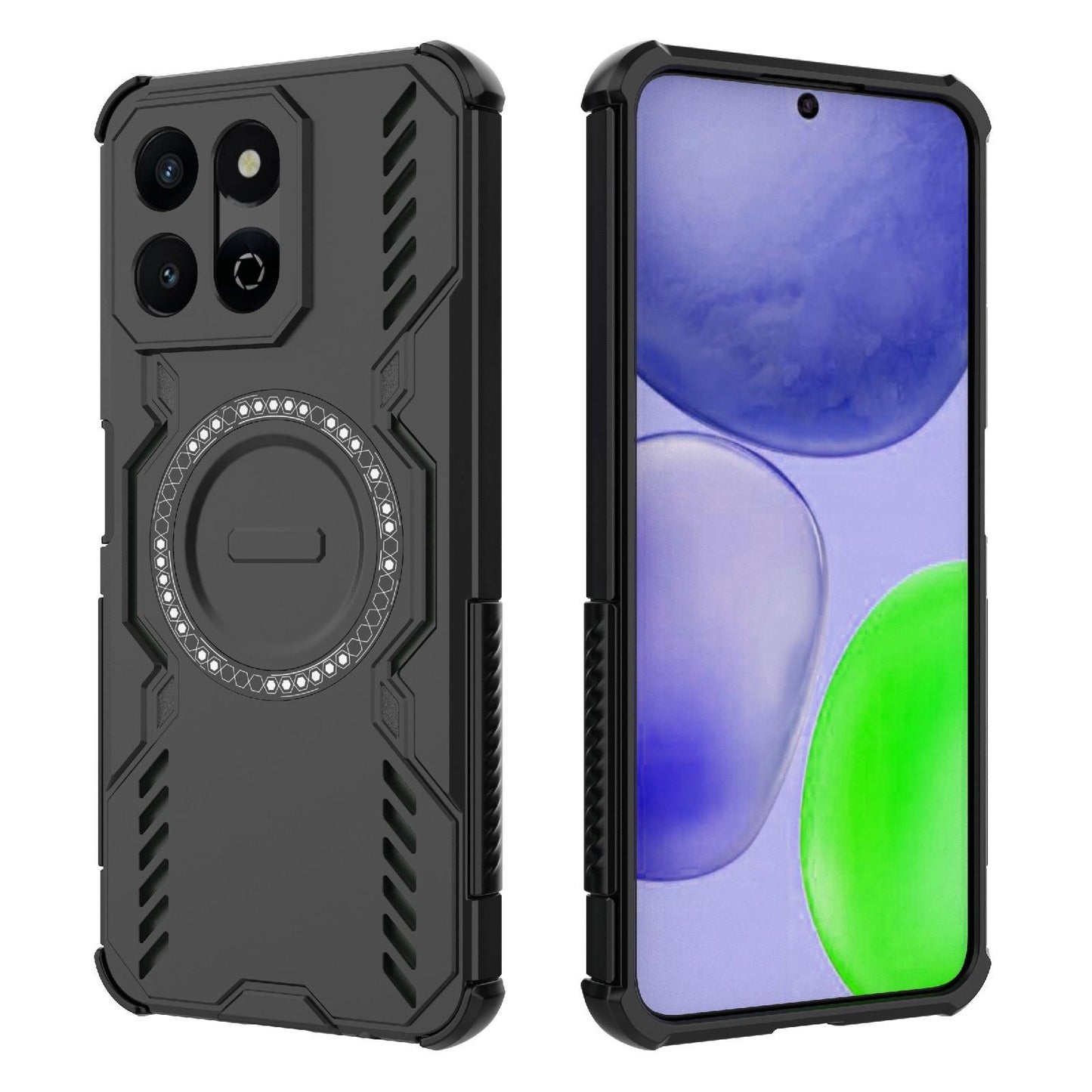 Honor X7c 4G Butterfly Armor MagSafe Magnetic Ring Shockproof Protective Phone Case with Stand