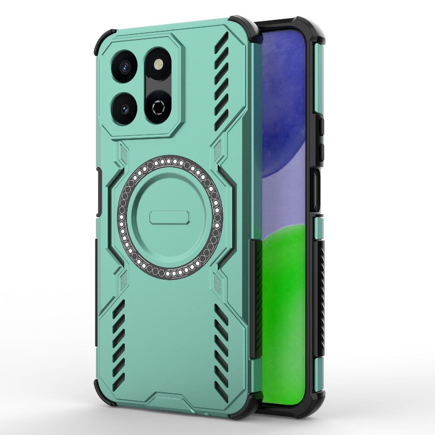 Honor X7c 4G Butterfly Armor MagSafe Magnetic Ring Shockproof Protective Phone Case with Stand