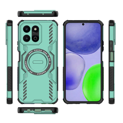 Honor X7c 4G Butterfly Armor MagSafe Magnetic Ring Shockproof Protective Phone Case with Stand