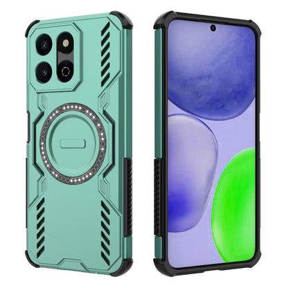 Honor X7c 4G Butterfly Armor MagSafe Magnetic Ring Shockproof Protective Phone Case with Stand