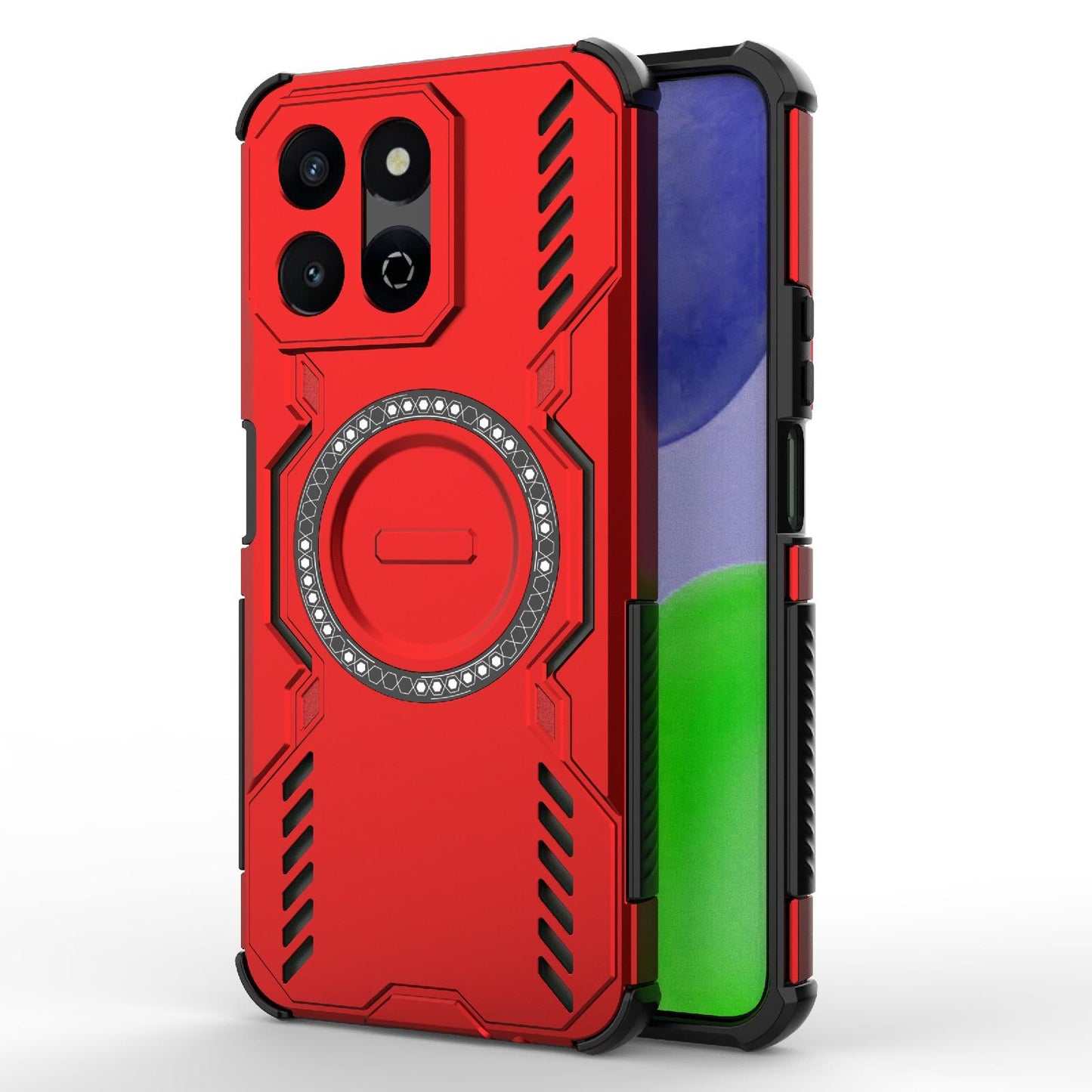 Honor X7c 4G Butterfly Armor MagSafe Magnetic Ring Shockproof Protective Phone Case with Stand
